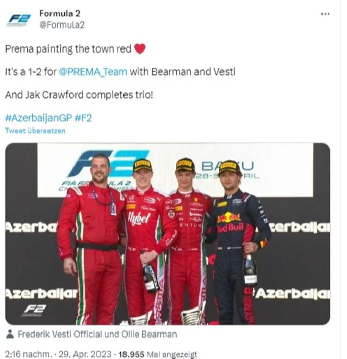 Formel 2 Bearman Gewinnt Sprint In Baku Boschung Scheidet Aus Nau Ch