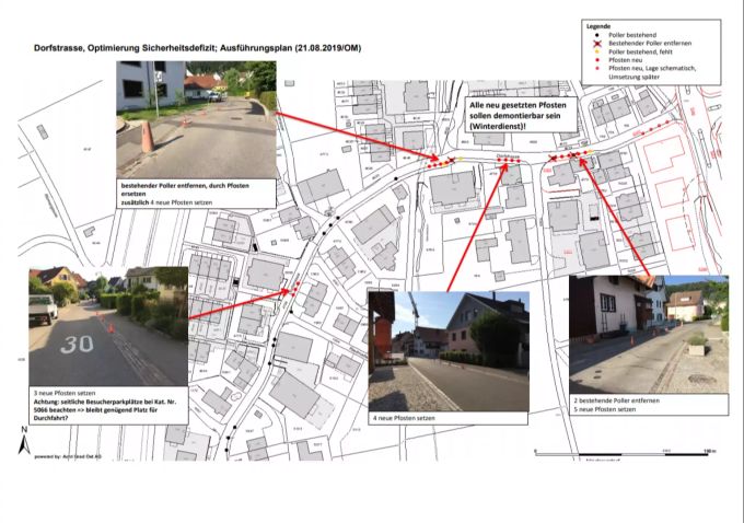 Die Gemeinde Urdorf möchte die Dorfstrasse sicherer machen. So sieht der Übergangsplan aus.