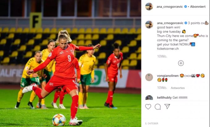 Wie Lionel Messi hält auch Ana-Maria Crnogorcevic den Rekord für die meisten Länderspiele-Tore ihres Landes. Lionel Messi