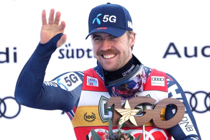 Ski Alpin: Alexander Kilde nach seinem Sieg bei der Abfahrt von Gröden. alexander kilde