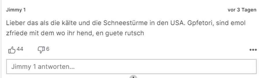 Leser Jimmy nervt sich über die Unzufriedenheit der Gesellschaft.