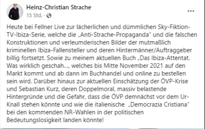 Heinz-Christian Strache reagiert zur Mini-Serie über die «Ibiza-Affäre». Heinz-Christian Strache