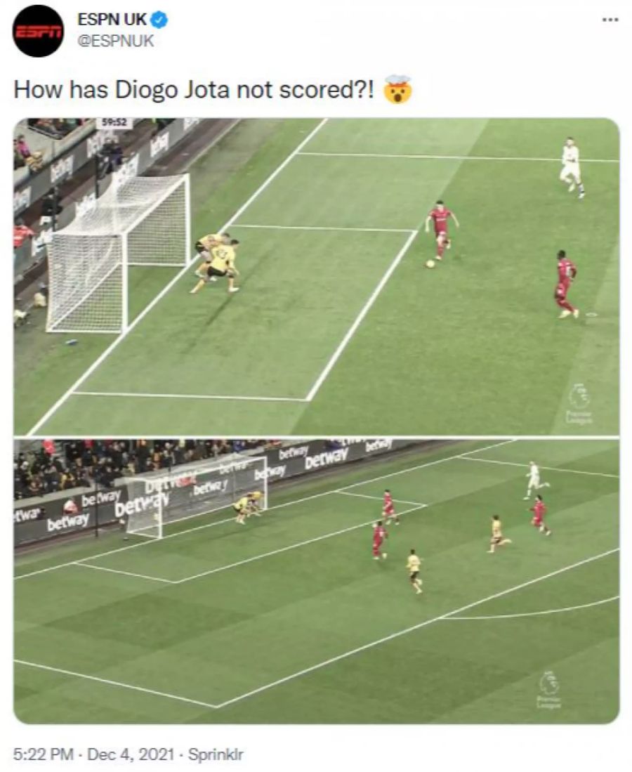 Unfassbar! Diogo Jota vergibt diese Riesenchance.