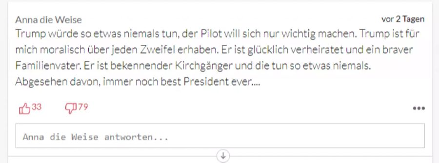 Diese Userin glaubt nicht, dass Trump Boshaftigkeiten anstellen würde.