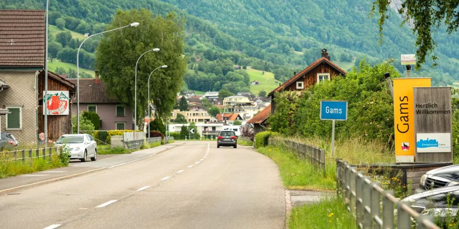 Ortseinfahrt Staatsstrasse Gams (SG).