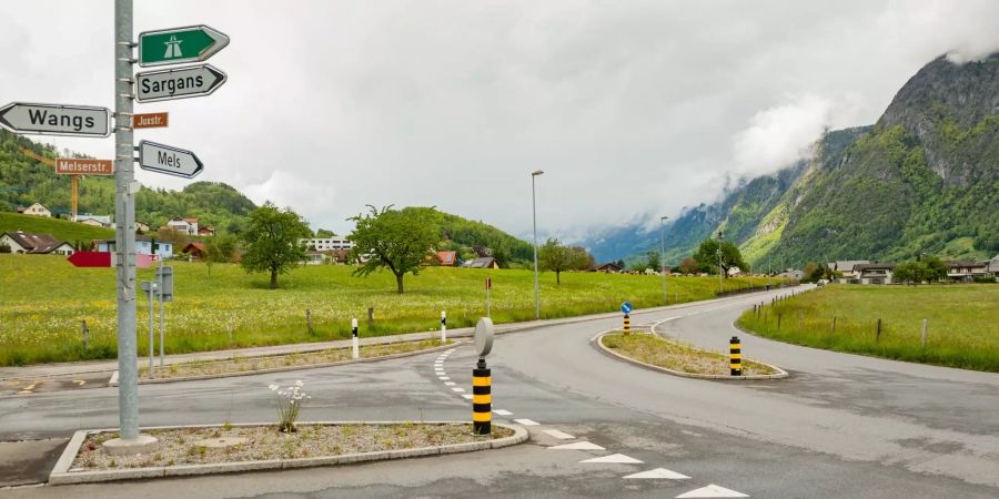 Blick Richtung Mels im Kanton St. Gallen.