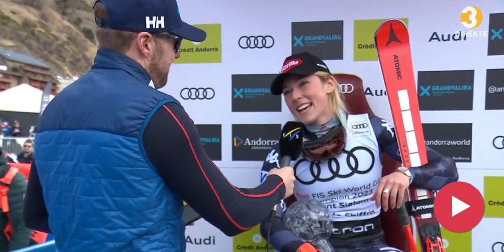 “Mikaela Shiffrin caught off guard as Kilde conducts an interview with her”