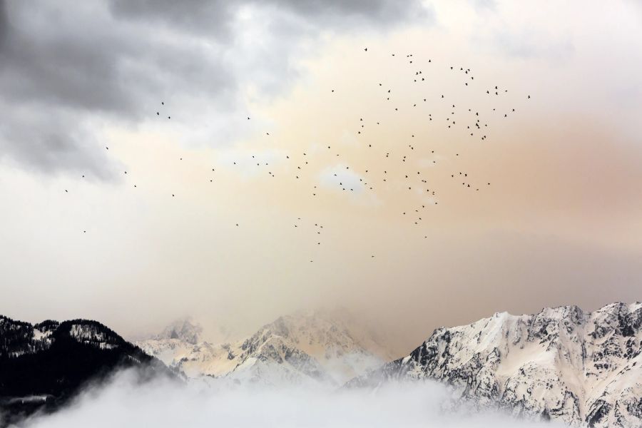 Saharastaub beim Mont Blanc Massiv in Verbier VS.