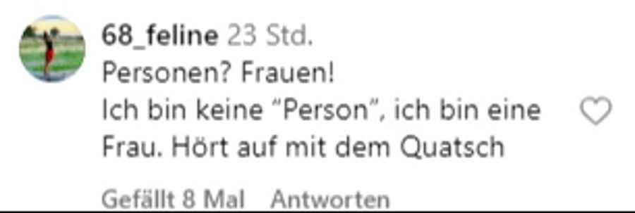 Diese Userin ist über diesen Ausdruck alles andere als erfeut.