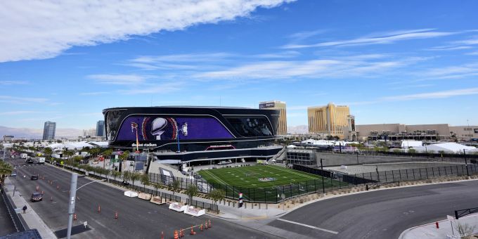 Das Allegiant Stadium in Las Vegas ist die Austragungsstätte des Endspiels der NFL. Super Bowl NFL