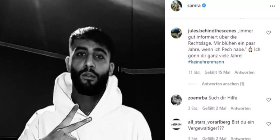 Der Rapper Samra posiert auf einem Bild. (Archivbild)