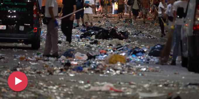 Abfallberge - So sah Zürich nach der Street Parade aus