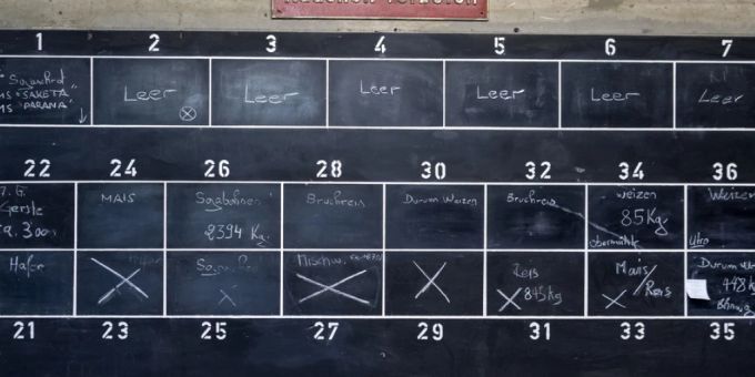 «Leer», «Weizen», «Mais»: Belegungstafel in einem Pflichtlager in Basel. (Archivbild) lager