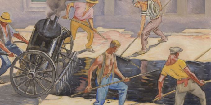 Burkhard Mangold: «Teerarbeiter» (1936). Burkhard Mangold