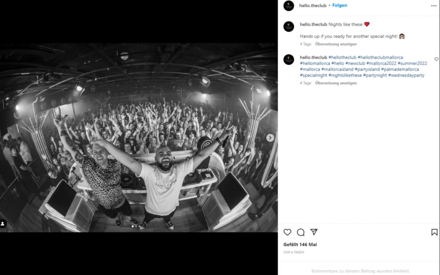 Auf Instagram wirbt der Club regelmässig mit Party-Fotos.