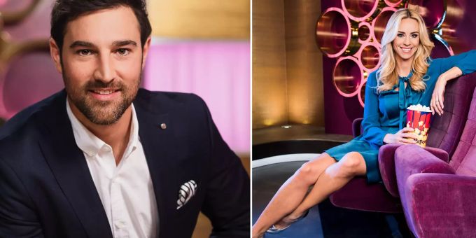 Zwei der drei aktuellen Moderatoren von Glanz&Gloria, Salar Bahrampoori und Nicole Berchtold. nicole berchtold srf