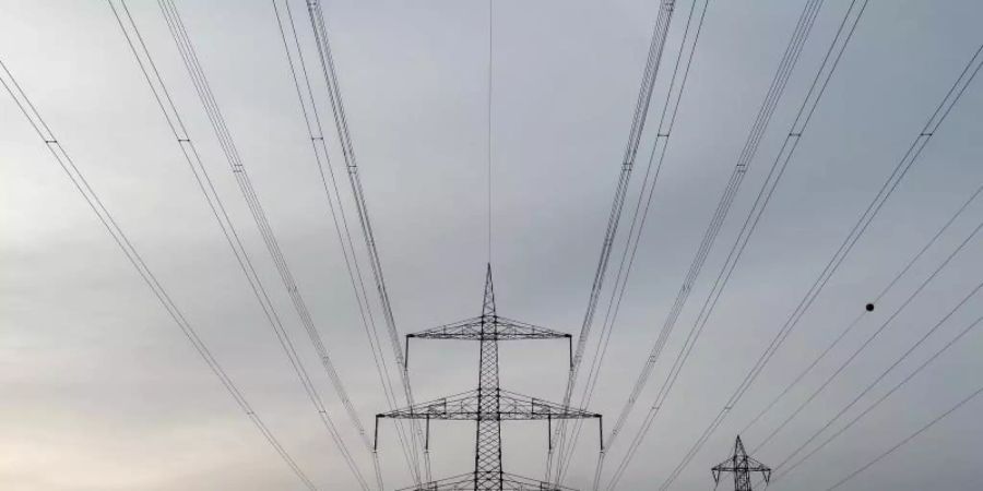 Strommasten einer Starkstromleitung nahe Frankfurt am Main. Noch nie war der Strom für Privathaushalte so teuer, wie derzeit. Foto: Silas Stein