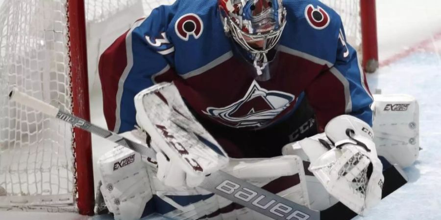 Philipp Grubauer steht für Colorado Avalanche im Tor. Foto: David Zalubowski/AP