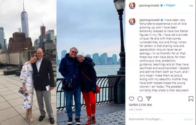 Jazmin Grimaldi mit ihren zwei Vätern. jazmin