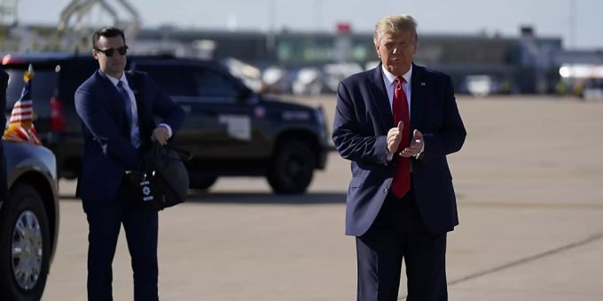 Donald Trump bei seiner Ankunft in Tulsa am vergangenen Wochenende. donald trump tulsa
