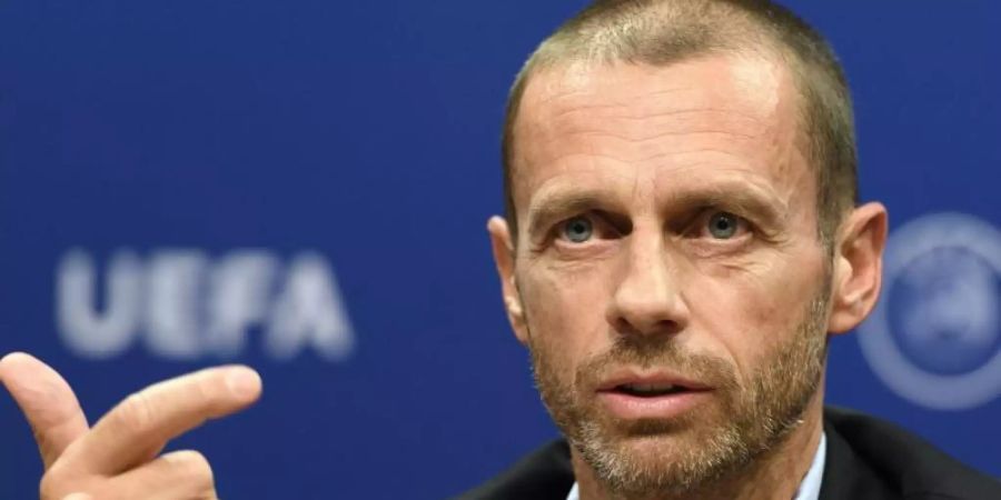 Bei der Video-Schalte der UEFA geht es auch um die EM: «Mit neun Städten ist alles geregelt», teilte Aleksander Ceferin mit. Foto: Laurent Gillieron/KEYSTONE/dpa