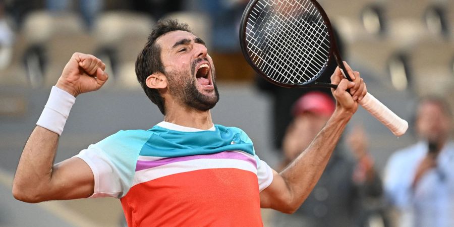 Marin Cilic jubelt nach seinem Sieg.