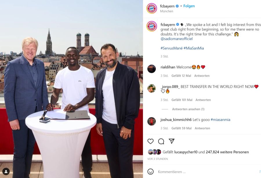 Sadio Mané unterschreibt bei Bayern München bis 2025.