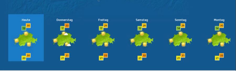 Schweiz Wetter Hitze Meteo