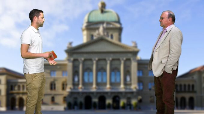 Abstimmungs-Experte Claude Longchamp erklärt im Polit-Talk mit Christof Vuille (stv. Chefredaktor von Nau.ch) die Funktionsweise der Verrechnungssteuer. Claude Longchamp Christof Vuille