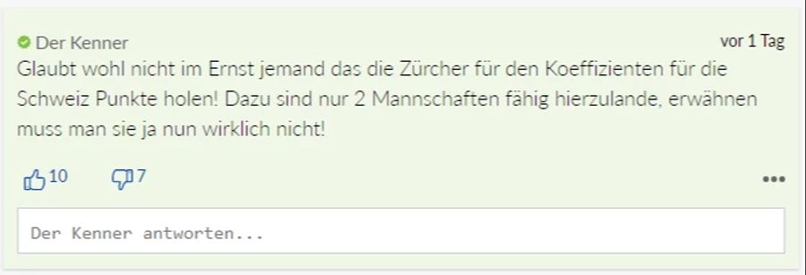 Für den «Kenner» ist nur YB und der FCB international erfolgreich.