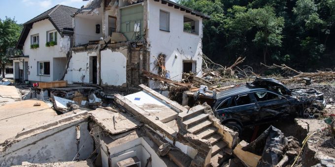 Ein komplett zerstörtes Haus in Marienthal im Ahrtal. Das kleine Dorf wurde weitestgehend zerstört. Ein komplett zerstörtes Haus in Marienthal im Ahrtal. Das kleine Dorf wurde weitestgehend zerstört.