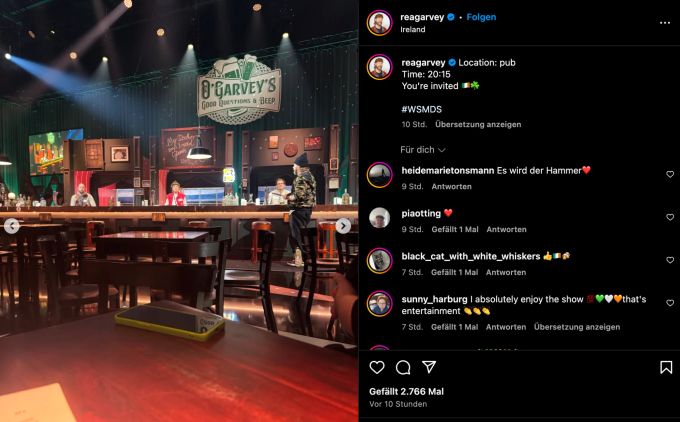 Teddy hatte schon eine Vermutung, dass Rea die Show in ein Pub verwandeln würde. rea garvey