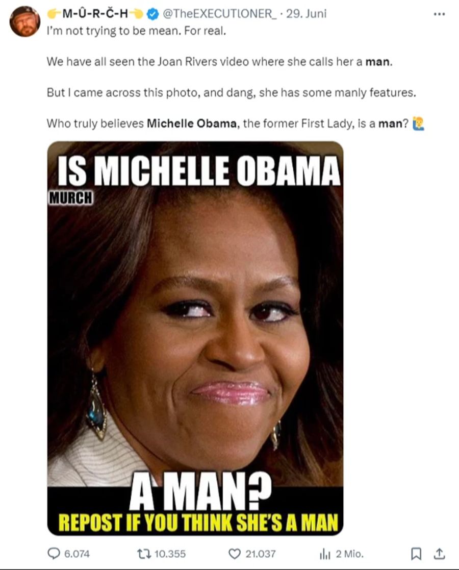 Michelle Obama wird als «Big Mike verspottet.