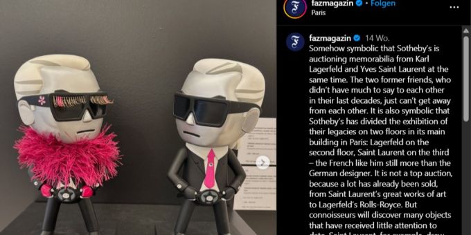 Karl Lagerfeld: Die Versteigerung seines persönlichen Nachlasses brachte eine ordentliche Summe ein. Karl Lagerfeld