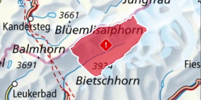 Das betroffene Gebiert in der Gemeinde Blatten VS. Gefahrengebiet