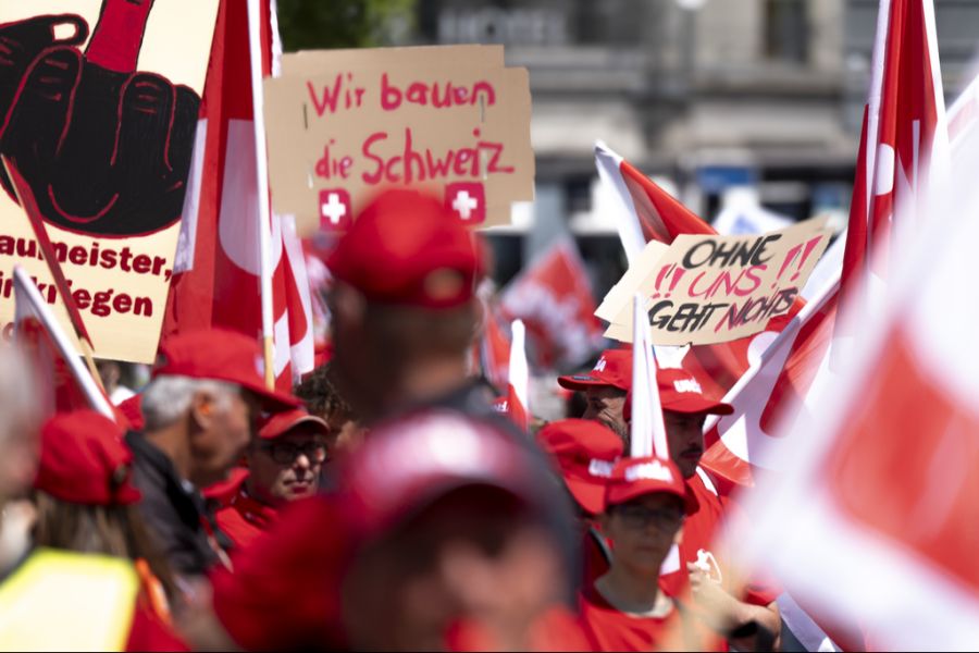 Bauarbeiter Demo Plakate