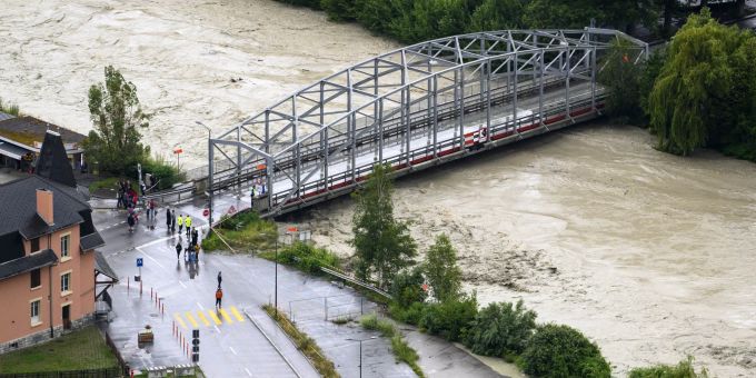 Hochwasser an der Rhone. (Archivbild) HOCHWASSER, INTEMPERIE