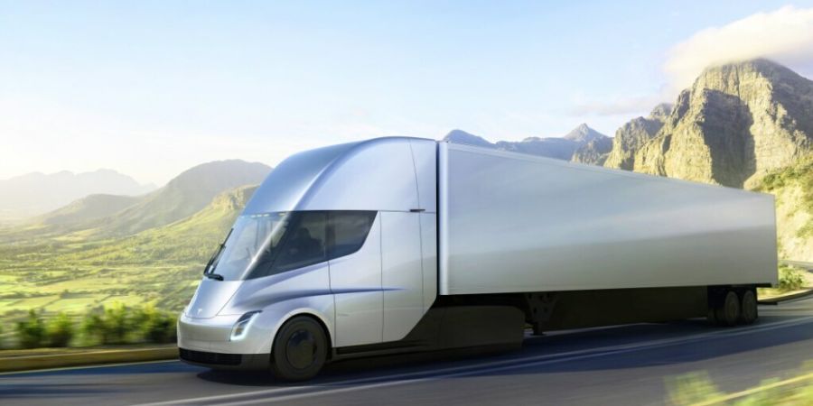 Diese Grafik illustriert Teslas Elektro-Sattelschlepper. Er wurde bereits 2017 vorgestellt - und wird erst seit diesem Jahr in etwas grösseren Stückzahlen gebaut. (Archivbild)