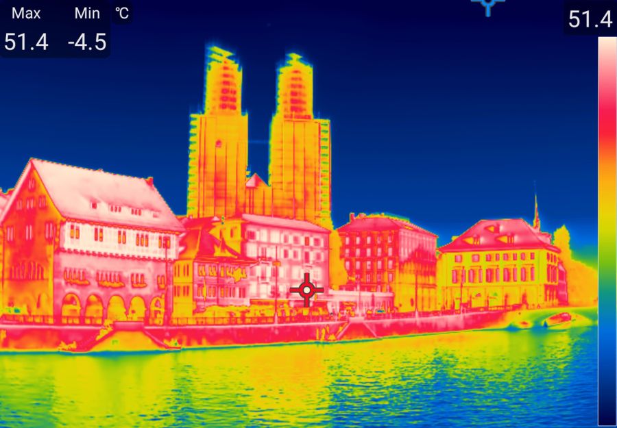 Derzeit jagt eine Hitzewelle die nächste. Hier ein Wärmebild aus Zürich.