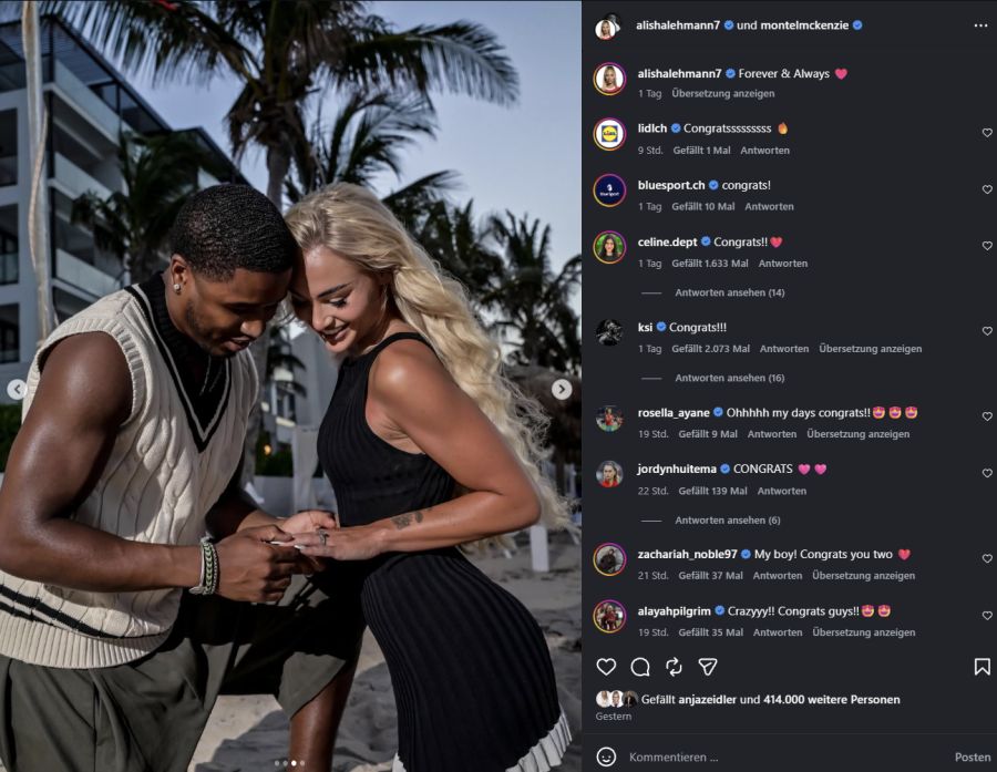 «Für immer und ewig», schreibt die Bernerin auf Instagram.