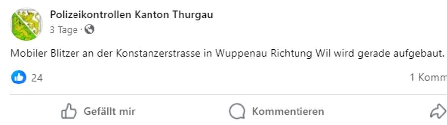 Täglich postet die Seite drei bis fünf Warnungen vor Blitzern im Strassenverkehr.