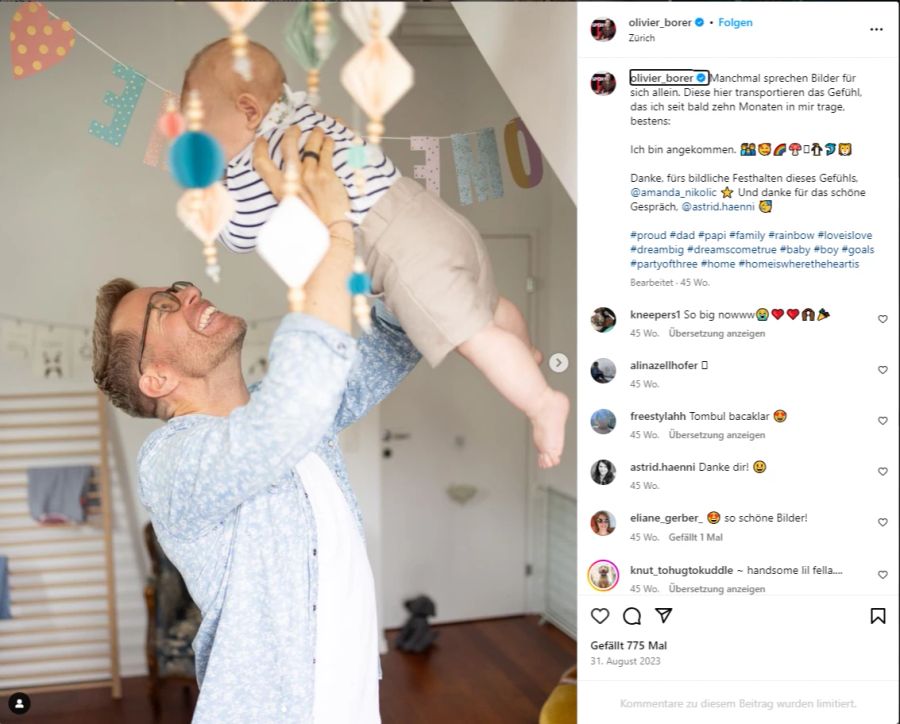 Borer und sein Partner wünschen sich ein zweites Baby.