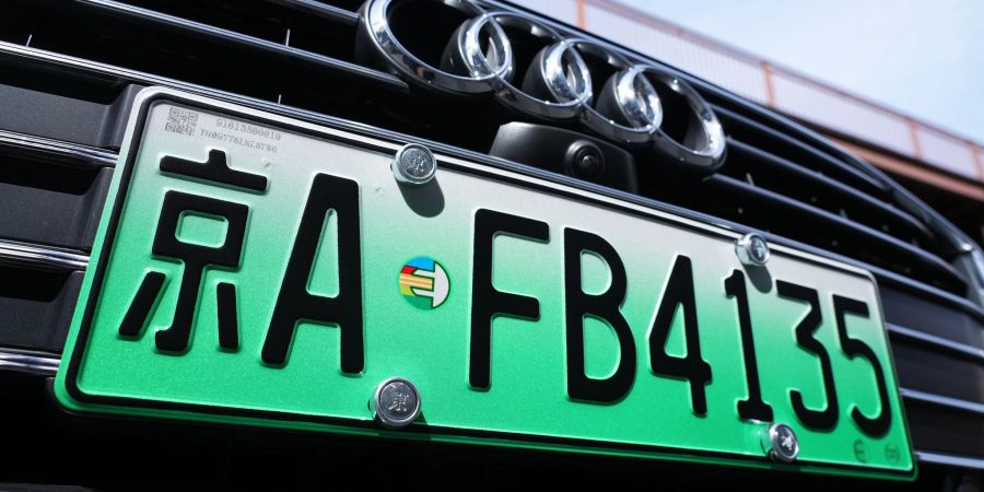 Ein elektrischer Audi im Pekinger Stadtteil Chaoyang. Für die deutsche Autoindustrie ist China der wichtigste Markt.