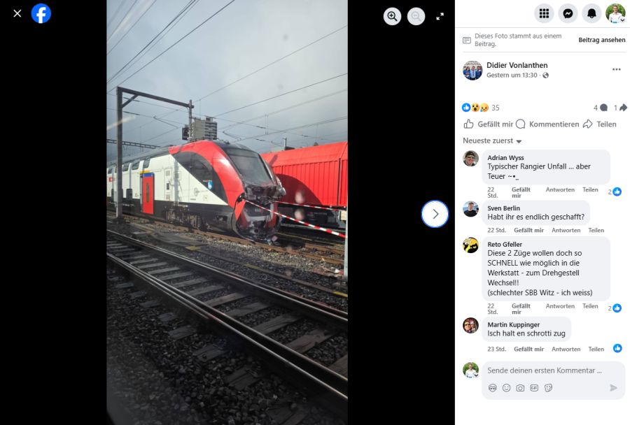 Mehrere Räder entgleisten, die Züge wurden beschädigt.