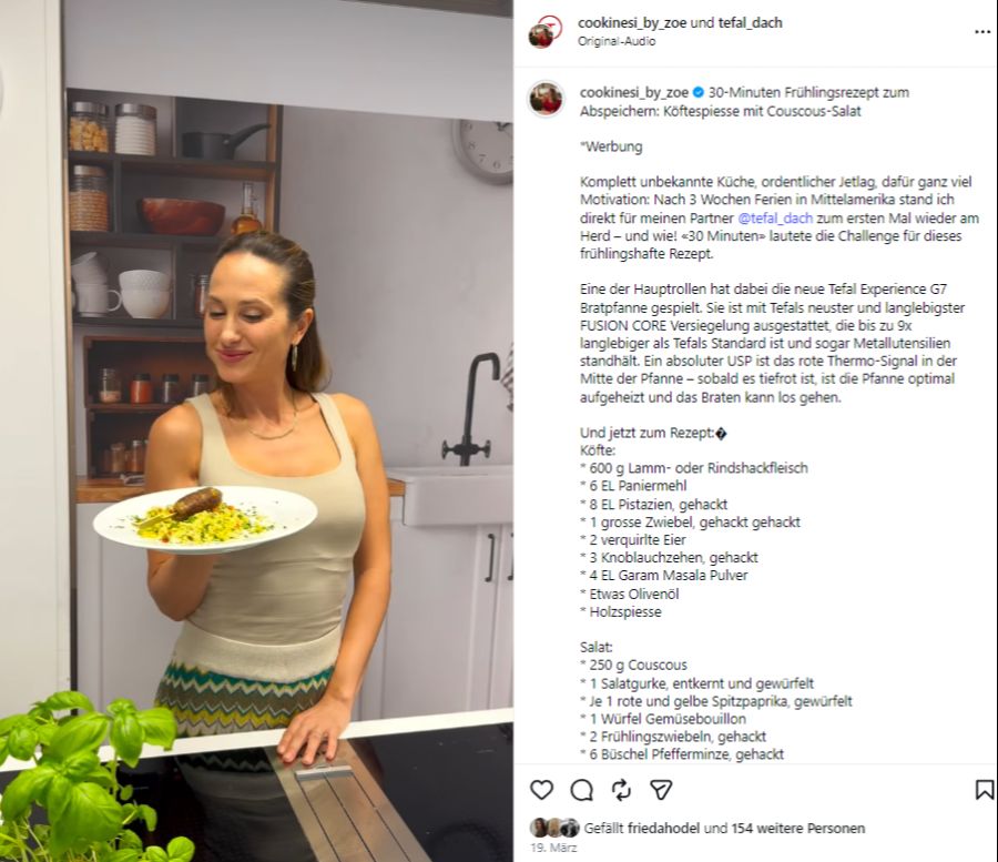 Zoe Torinesi teilt auf Instagram ihre Rezepte.
