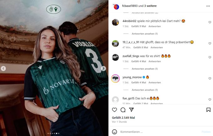 Das neue dritte Trikot des FC Basel erscheint in Grün. FC Basel