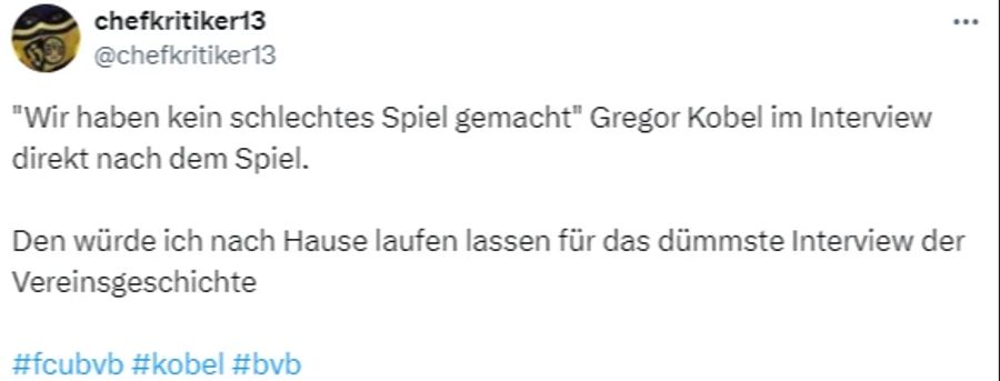 Ein BVB-Supporter würde Gregor Kobel nach seinem Interview gleich nach Hause laufen lassen.