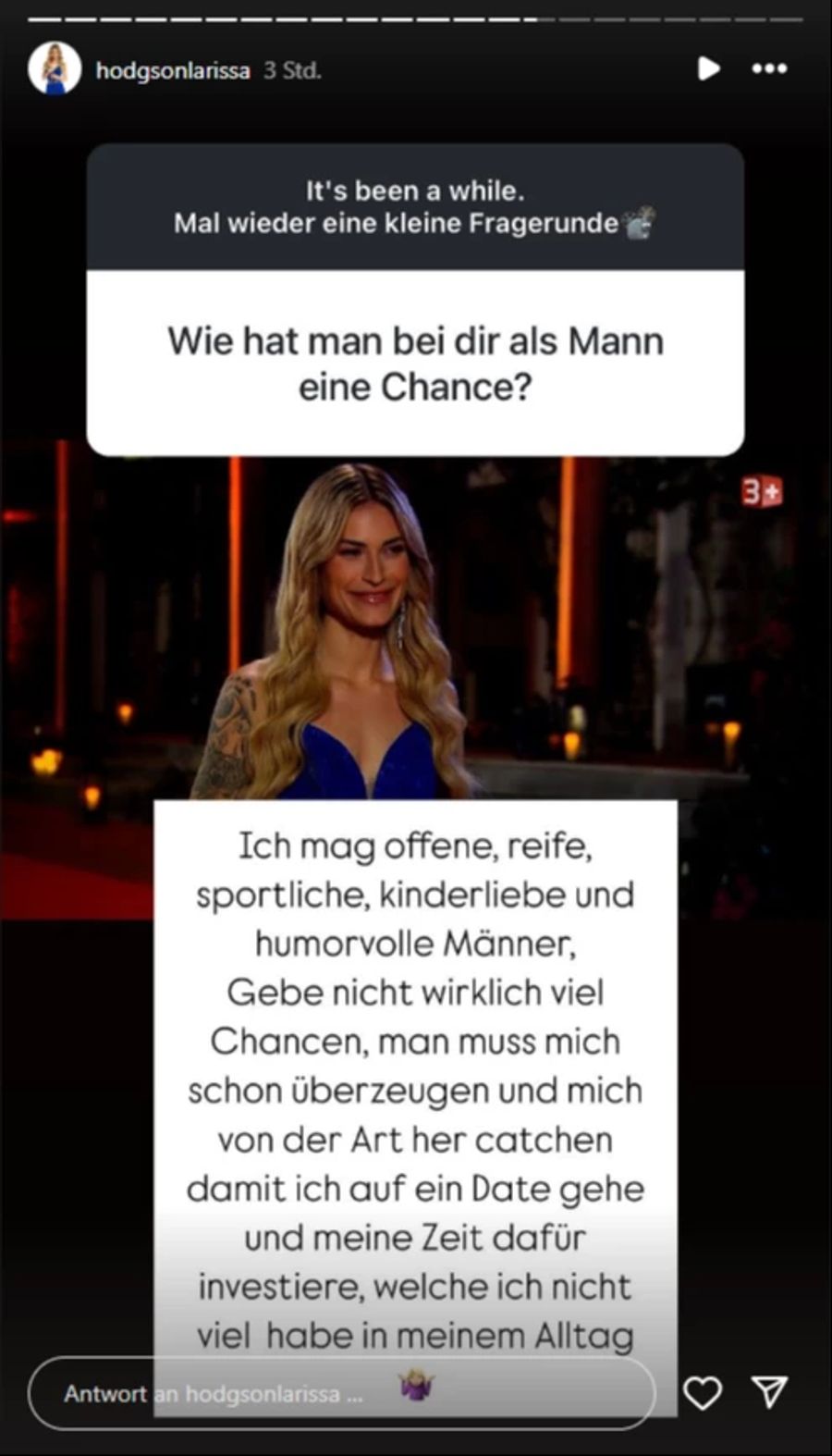 So stellt sich Larissa ihren künftigen Partner vor.