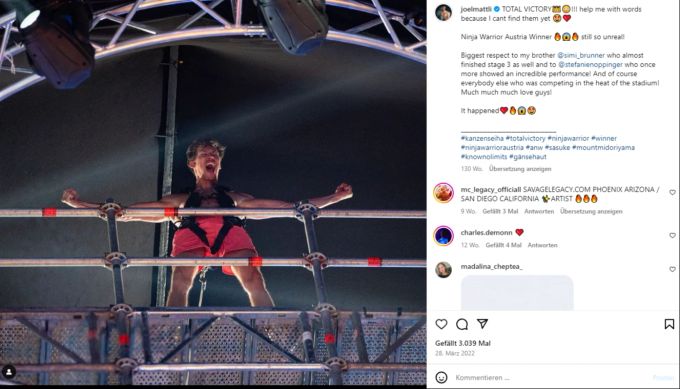 Zwei Jahre vor seinem letzten Dienst bei der Schweizer Armee gewann Joel Mattli die TV-Show «Ninja Warrior Austria». Schweizer Armee