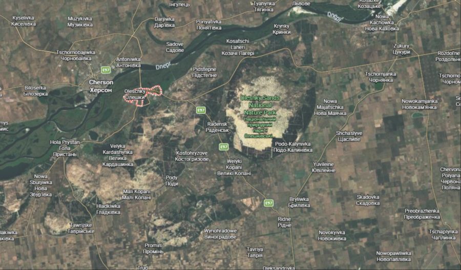 Oleschky liegt in der Nähe von Cherson nordwestlich der Krim. Noch immer befinden sich rund 2000 Menschen in der von Russland besetzten ukrainischen Stadt.